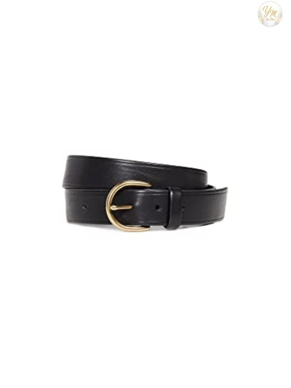 Genuine Leather Belt with Gold-Tone Buckle for Women